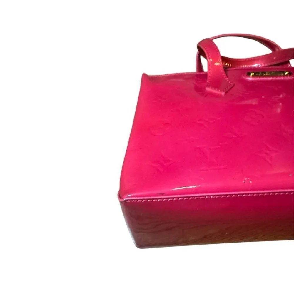 LOUIS VUITTON Rose Pop Vernis LV Monogram Leather Wishire PM Bag Auth RARE Ex+++